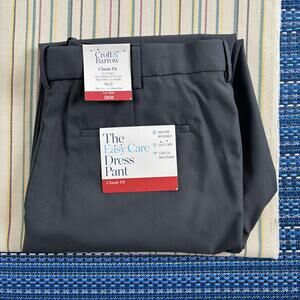 Croft & Barrow Pants Mens 34x32 Gray Easy Care Dress Classic Fit Stretch NEW